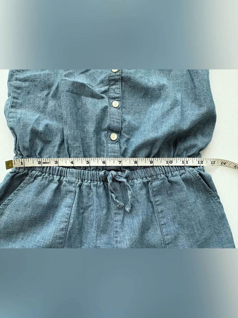 KIDS Polo Ralph Lauren Girls Size 12 Blue Chambray Cotton Jumpsuit Button Front